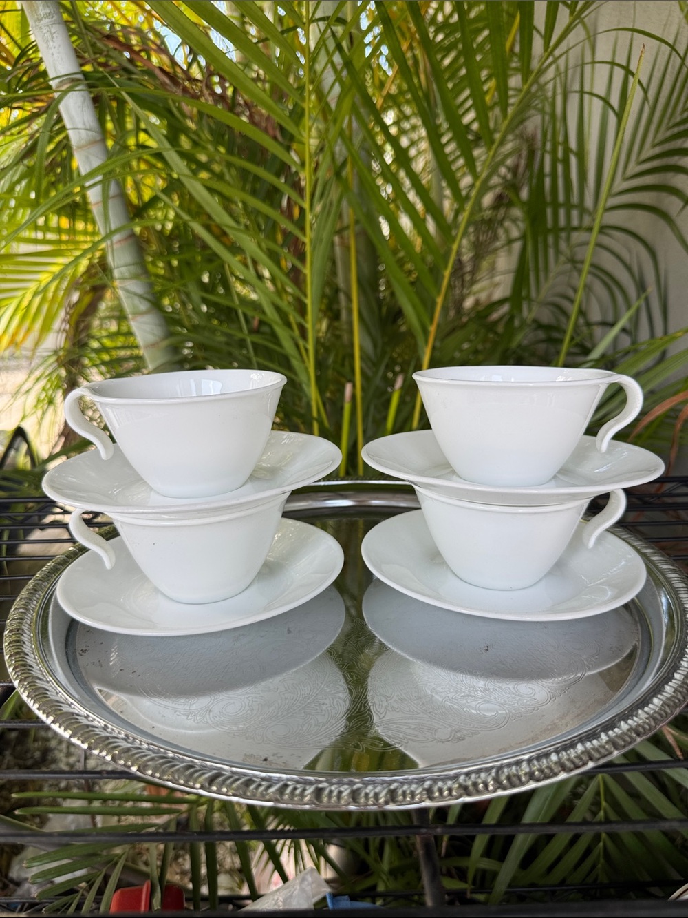 Corelle Winter Frost White Flat Cups & Saucer Set of 4 (8) - Picture 2 of 3